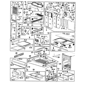 Refrigerator Diagram and Parts List for RF266AZPN XAA-0000 Samsung Refrigerator