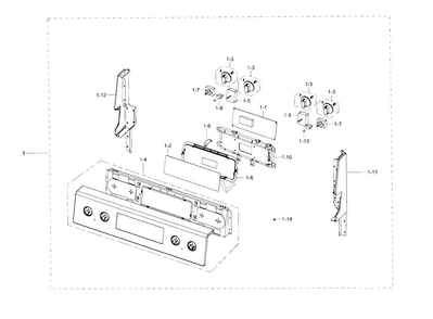 Control Panel Diagram and Parts List for NE59J3421SS AA-0001 Samsung Range