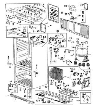 Cabinet Assy Diagram and Parts List for RF263AERS XAA-00 Samsung Refrigerator