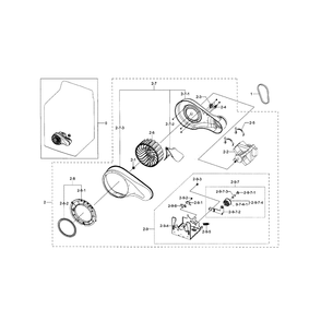 Motor Duct Diagram and Parts List for DV5471AEW XAA-0004 Samsung Dryer