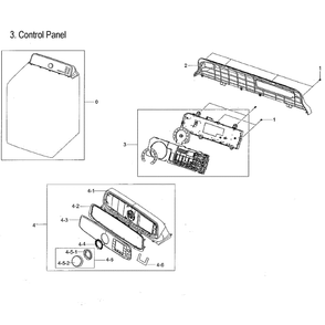 Control Panel Diagram and Parts List for DVG52M7750W A3-0000 Samsung Dryer