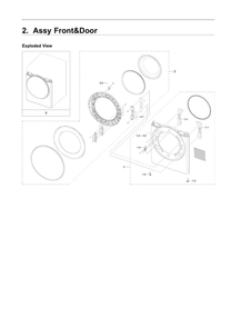 Front And Door Assembly Diagram and Parts List for DVG45R6100W A3-00 Samsung Dryer