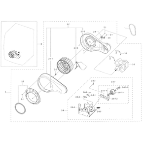 Motor Duct Diagram and Parts List for DV45K6200GZ A3-0000 Samsung Dryer
