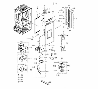 Door L Diagram and Parts List for RF263TEAEWW AA-0002 Samsung Refrigerator