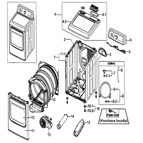 Main Assembly Diagram and Parts List for DV5451AEW XAA-01 Samsung Dryer