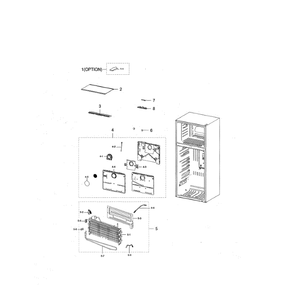 Freezer Compartment Diagram and Parts List for RT21M6213SG AA-01 Samsung Refrigerator