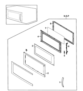 Door Assy Diagram and Parts List for SMH9151STE XAA-0000 Samsung Microwave