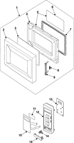 Control Panel/door Assembly Diagram and Parts List for MR1032BB XAA Samsung Microwave