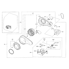 Motor Duct Diagram and Parts List for DV42H5200GW A3-0000 Samsung Dryer