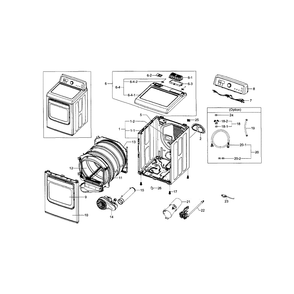 Main Assembly Diagram and Parts List for DV5471AGP XAA-04 Samsung Dryer