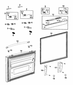Freezer Door Diagram and Parts List for RF267AEPN XAA-0000 Samsung Refrigerator
