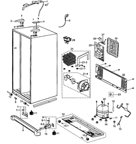 Cabinet Parts Diagram and Parts List for RS2630AWW XAA Samsung Refrigerator