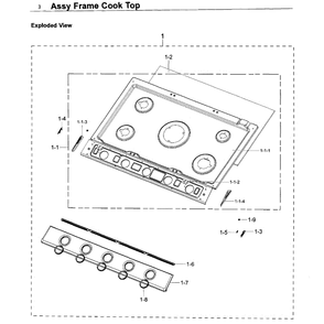 Frame Diagram and Parts List for NA30K6550TS AA-0000 Samsung Cooktop