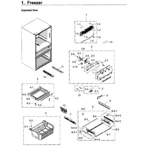 Freezer Diagram and Parts List for RF22KREDBSR AA-02 Samsung Refrigerator