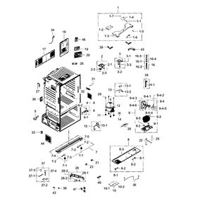 Cabinet Diagram and Parts List for RF30HDEDTSR AA-02 Samsung Refrigerator
