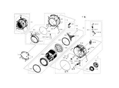 Tub & Drum Diagram and Parts List for WF448AAE XAA-0002 Samsung Washer