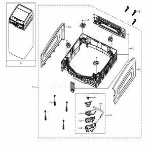 Part Location Diagram of DC61-04309B Samsung FRAME-LEFT;WF9900M,GI-SGCD,NEAT WHITE,T0