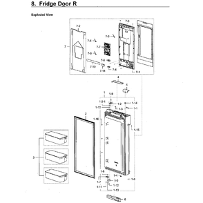 Fridge Door Rt Diagram and Parts List for RF28M9580SG AA-0000 Samsung Refrigerator