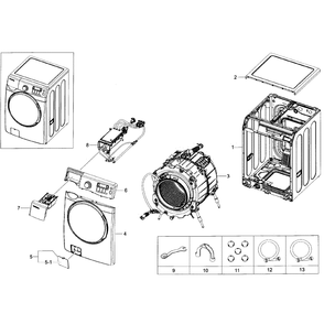 Main Assembly Diagram and Parts List for WF405ATPAWR A2-0000 Samsung Washer