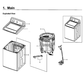 Main Assembly Diagram and Parts List for WA5471ABW XAA-02 Samsung Washer