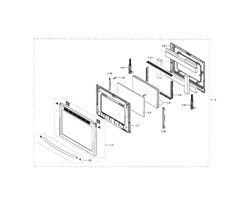 Door Assy Diagram and Parts List for NE58H9950WS AA-0000 Samsung Range