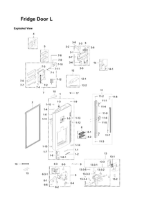 Left Refrigerator Door Parts Diagram and Parts List for RF24J9960S4 AA-05 Samsung Refrigerator