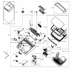Assembly Cover Top Parts Diagram and Parts List for WA52M8650AW (A4)(0001) Samsung Washer