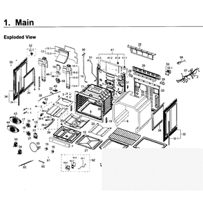 Main Assembly Diagram and Parts List for NX58K7850SS AA-0000 Samsung Range
