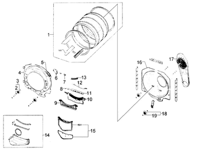 Drum Assy Diagram and Parts List for DV220AEW XAA Samsung Dryer