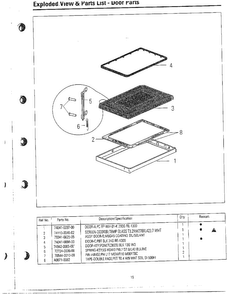 Door Parts Diagram and Parts List for MC6566W XAA Samsung Microwave
