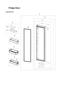 Refrigerator Door Parts Diagram and Parts List for RS22HDHPNWW AA-04 Samsung Refrigerator