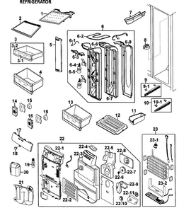 Refrigerator Diagram and Parts List for RS264ABWP XAA-0000 Samsung Refrigerator