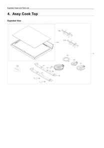 Cooktop Assembly Diagram and Parts List for NE59R6631SG AA-00 Samsung Range