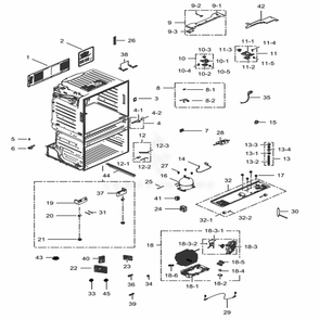 Cabinet Diagram and Parts List for RF28HMEDBSR (AA)(0014) Samsung Refrigerator