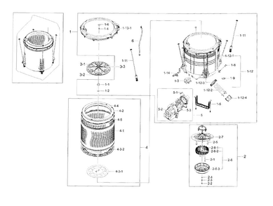 Tub Parts Diagram and Parts List for WA56H9000AW A2-0001 Samsung Washer