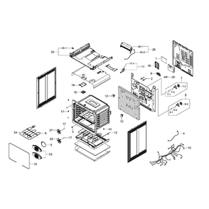 Main Assembly Diagram and Parts List for NE58F9710WS AA-0004 Samsung Range