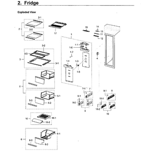 Fridge Diagram and Parts List for RH22H9010SR AA-05 Samsung Refrigerator