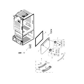 Freezer Door Diagram and Parts List for RF263TEAEBC AA-0003 Samsung Refrigerator