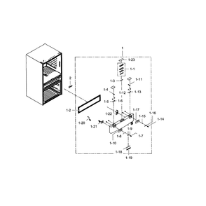 Flexzone Door Diagram and Parts List for RF30HBEDBSR AA-0001 Samsung Refrigerator