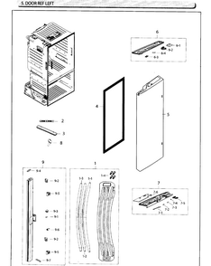 Fridge Door L Diagram and Parts List for RF26HFENDSR AA-0003 Samsung Refrigerator