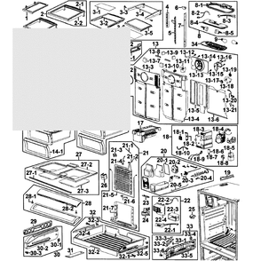 Refrigerator Diagram and Parts List for RF267AABP XAA-00 Samsung Refrigerator