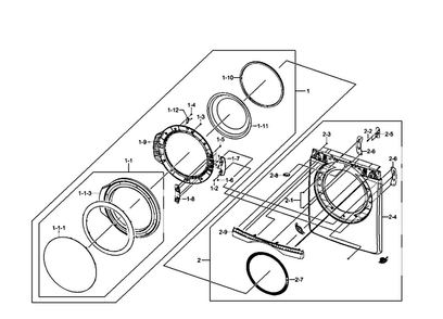 Front/door Diagram and Parts List for DV407AEW XAA-0001 Samsung Dryer