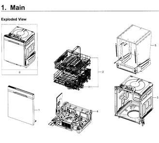 Main Asy Diagram and Parts List for DW80K5050UB AA-0000 Samsung Dishwasher