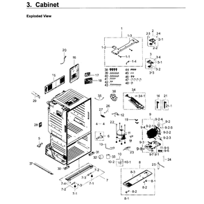 Cabinet Diagram and Parts List for RF263BEAEWW AA-0003 Samsung Refrigerator