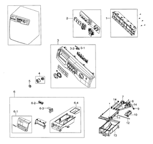 Control Panel Diagram and Parts List for WF306LAW XAA-0000 Samsung Washer