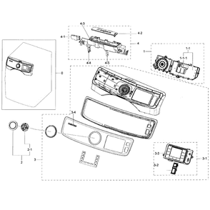 Control Panel Diagram and Parts List for DV50K7500GV A3-01 Samsung Dryer