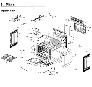Main Asy Diagram and Parts List for NX58K3310SS AA-0000 Samsung Range