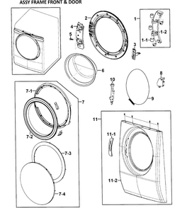 Front/door Diagram and Parts List for WF328AAW XAA-0000 Samsung Washer