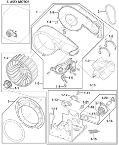 Motor Assy Diagram and Parts List for DV419AGU XAA-0000 Samsung Dryer