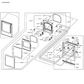 Front / Door Diagram and Parts List for DV48H7400GW A2-01 Samsung Dryer